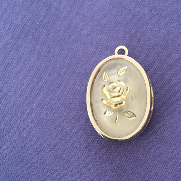 Pretty Frosted Rose Locket - Picture 1 of 4